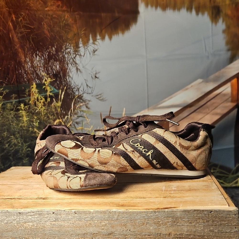 Coach HENRIETTA A1468 - SIGNATURE C Jacquard Signature Tan & Brow, 9M - Low Tops
